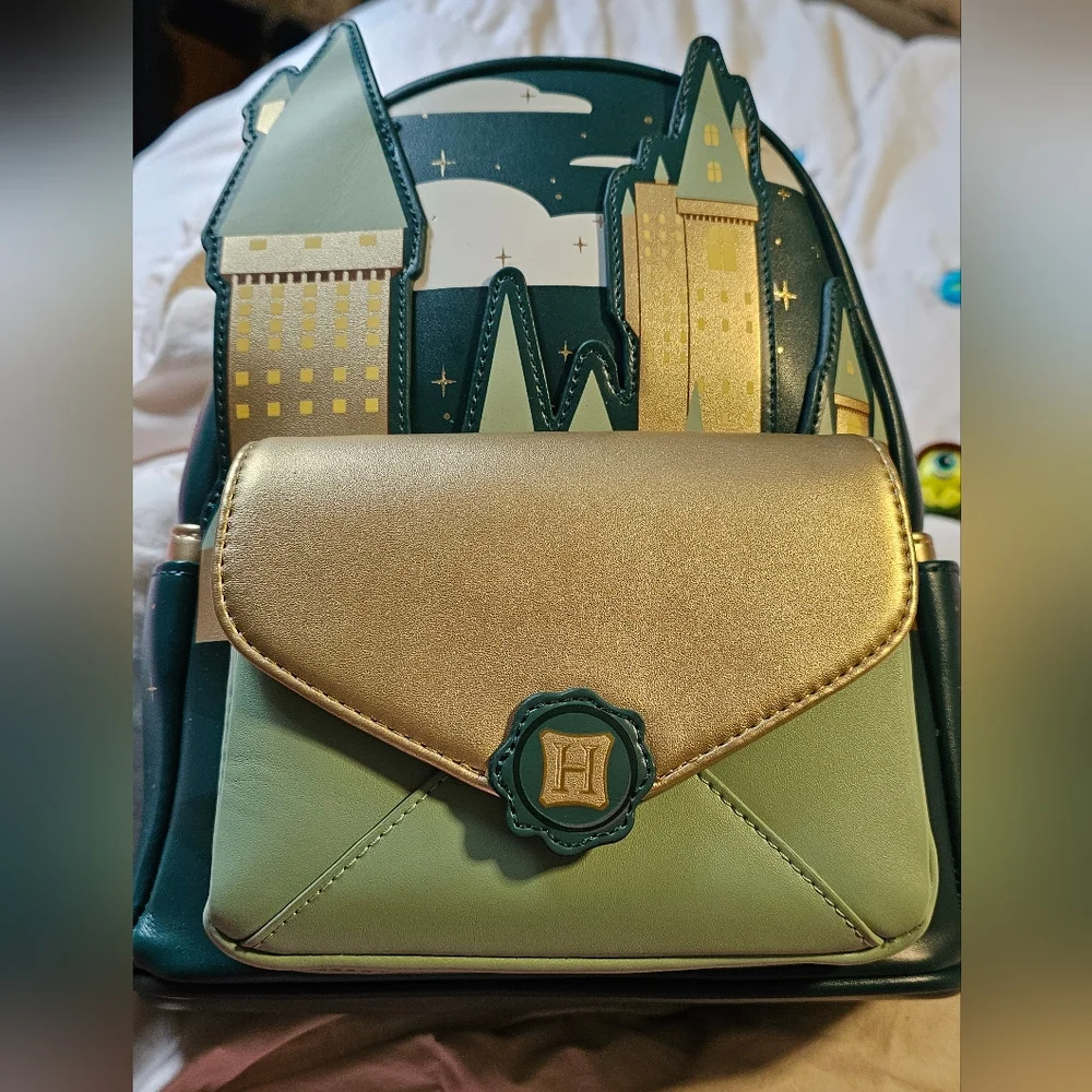 hogwarts castle mini backpack Harry Potter VS Voldemort Duel Scene Lenticular Glow in the Dark 10" Faux Leather Ideal for both collectors and everyday use Loungefly Harry Potter Mini Backpack